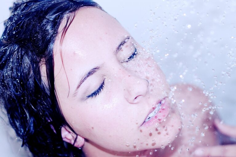 adult, woman, showering, shower, fresh, clean, bath, bathing, close up, nature, wet, face, girl, model, portrait, skin, water